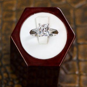 Emerald Cut CZ Diamonique Sterling Ring
